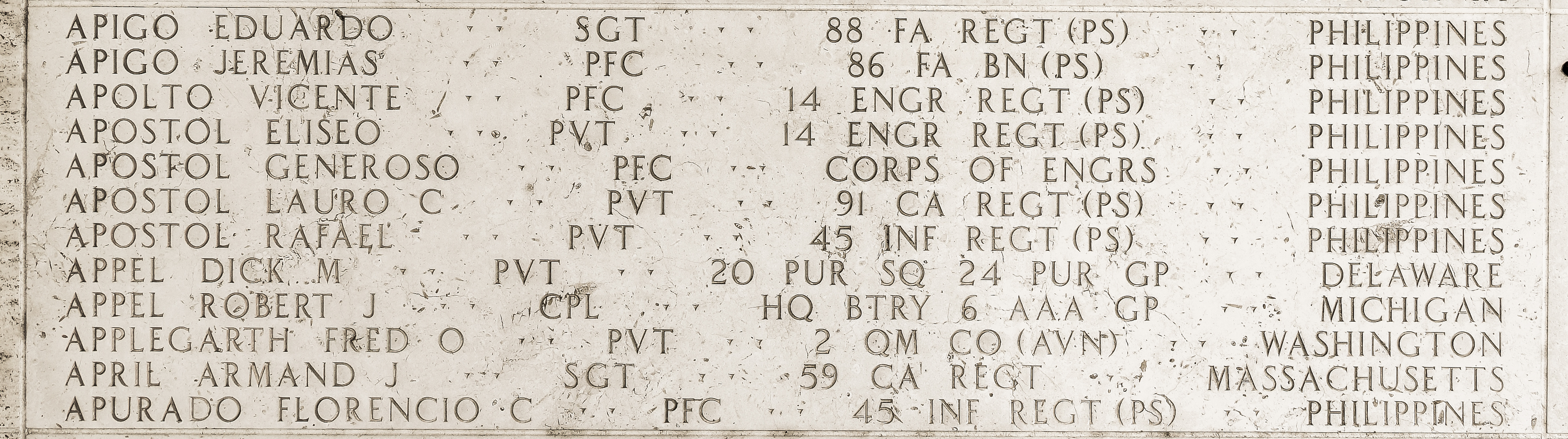 Armand J. April, Sergeant